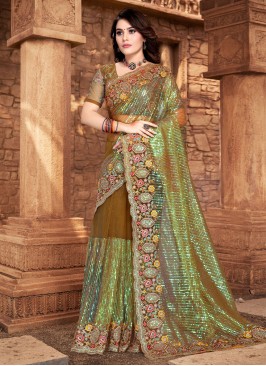 Sophisticated Sequins Net Contemporary Style Saree