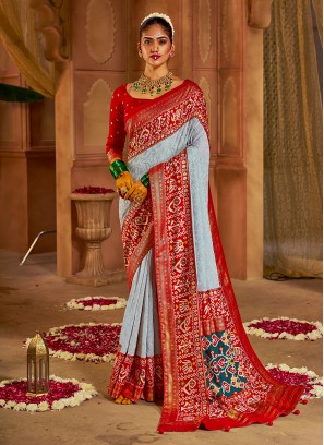 Sorcerous Chikankari Work Aqua Blue Tussar Silk Trendy Saree