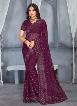 Sorcerous Wine Contemporary Saree