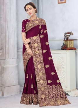 Sparkling Embroidered Engagement Traditional Saree