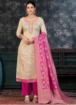 Sparkling Handwork Organza Off White Trendy Salwar Suit