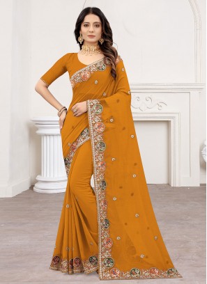 Sparkling Mustard Ceremonial Traditional Saree
