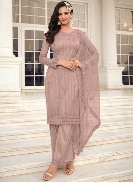 Sparkling Net Embroidered Trendy Salwar Suit