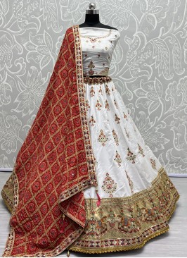 Sparkling White Zari Silk Designer Lehenga Choli