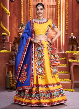 Specialised Art Silk Butta Yellow Lehenga Choli