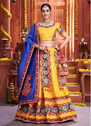 Specialised Art Silk Butta Yellow Lehenga Choli