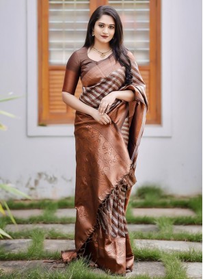 Specialised Brown Contemporary Style Saree