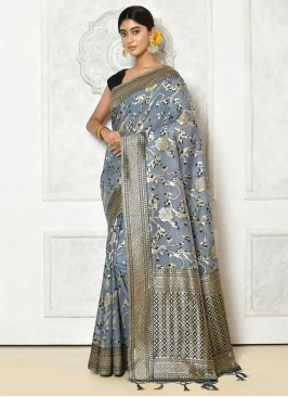 Specialised Cotton Grey Trendy Saree