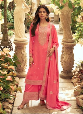 Specialised Embroidered Peach Designer Salwar Kameez 