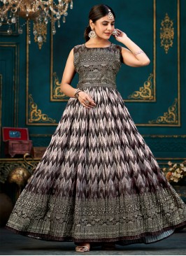 Specialised Multi Colour Silk Floor Length Gown