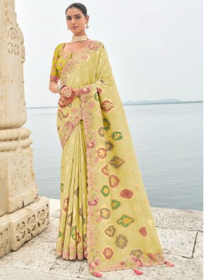 Spectacular Embroidered Silk Classic Saree
