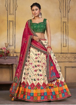 Spectacular Khatli Work Silk Trendy Lehenga Choli