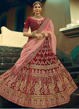 Spectacular Maroon Designer Lehenga Choli