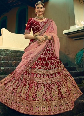 Spectacular Maroon Designer Lehenga Choli