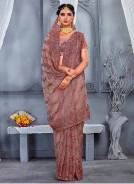 Spectacular Zari Net Lavender Contemporary Saree