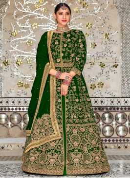 Spellbinding Embroidered Green A Line Lehenga Choli