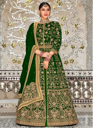 Spellbinding Embroidered Green A Line Lehenga Choli