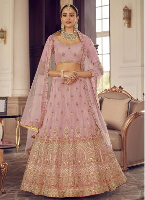 Spellbinding Gota Work Peach Organza A Line Lehenga Choli