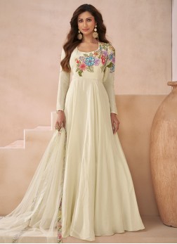 Spellbinding Off White Embroidered Silk Readymade 