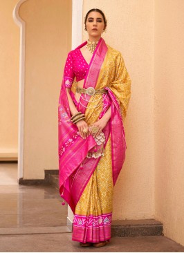 Spellbinding Silk Patola Print Yellow Trendy Saree