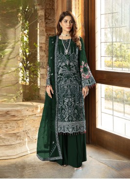 Splendid Embroidered Green Palazzo Suit 