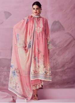 Splendid Pink Embroidered Muslin Designer Salwar S