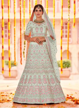 Splendid Sequins Sea Green Pure Crepe Lehenga Choli