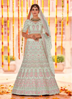 Splendid Sequins Sea Green Pure Crepe Lehenga Choli