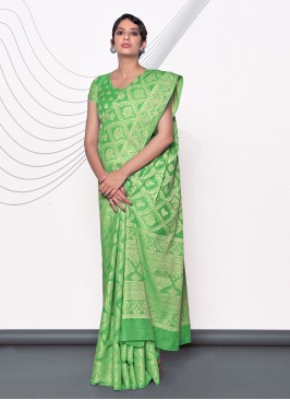 Splendid Woven Green Lucknowi Classic Saree