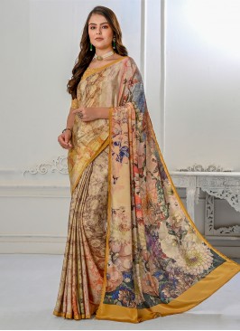 Staggering Crepe Silk Digital Print Beige Contempo