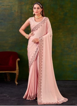 Staggering Peach Designer Saree