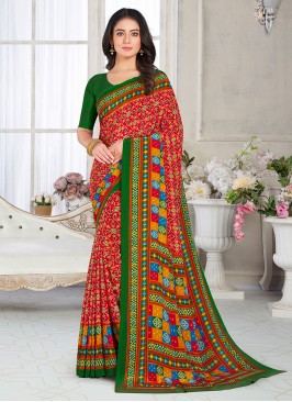 Staggering Red Weaving Classic Saree