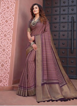 Staring Purple Silk Trendy Saree