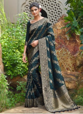 Staring Woven Teal Classic Saree