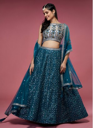 Sterling Designer Net Morpeach  Long Choli Lehenga