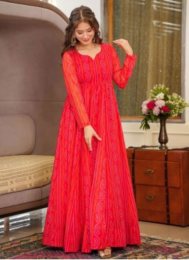 Sterling Digital Print Georgette Trendy Gown