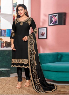 Sterling Embroidered Black Churidar Designer Suit 