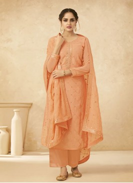 Sterling Embroidered Orange Palazzo Salwar Kameez 