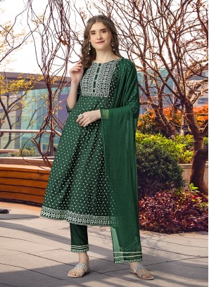 Sterling Embroidered Rayon Green Designer Kurti