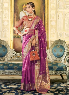 Sterling Organza Lavender Saree