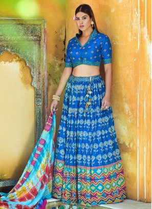 Sterling Sequins Blue Viscose Designer Lehenga Choli