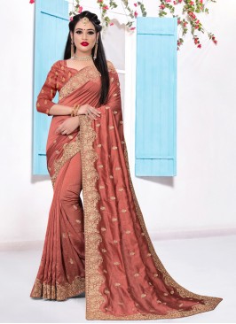 Sterling Silk Embroidered Orange Designer Saree