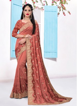 Sterling Silk Embroidered Orange Designer Saree