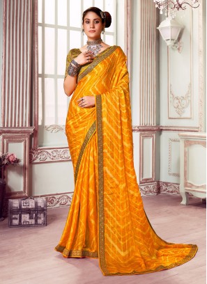 Sterling Silk Yellow Printed Classic Saree