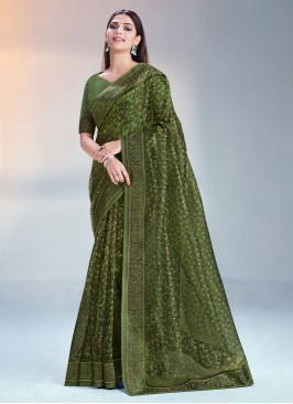 Stone Silk Classic Saree in Green