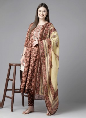 Strange Cotton Floral Print Designer Ankle Length Anarkali Suit
