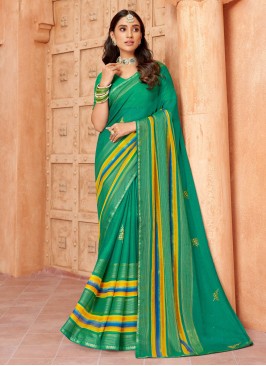 Strange Green Contemporary Style Saree