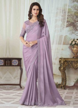 Strange Lavender Silk Contemporary Saree