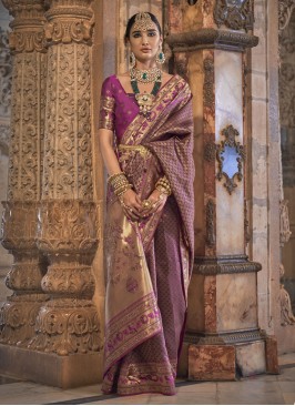 Strange Purple Weaving Banarasi Silk Traditional S