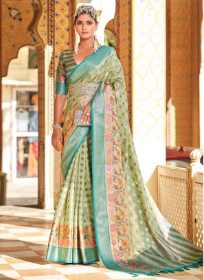 Strange Sea Green Weaving Trendy Saree
